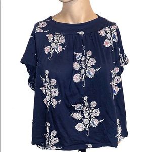 Lucky Brand Short Sleeve Floral Blouse